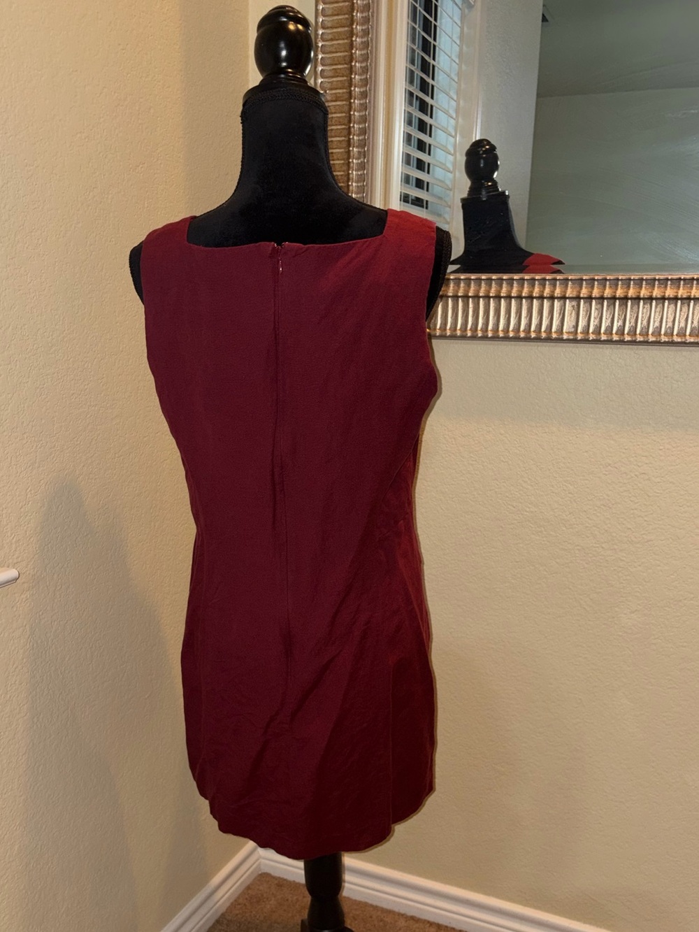 Ann Taylor Sleeveless Square-Neck Mini Dress in Burgundy - Picture 9 of 10